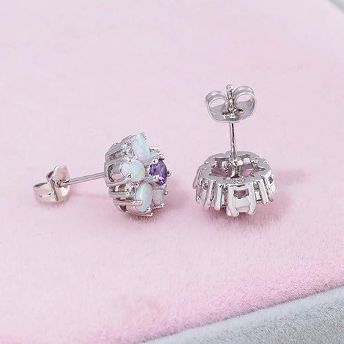 Brocely Opal Flower Stud Earrings - image 5