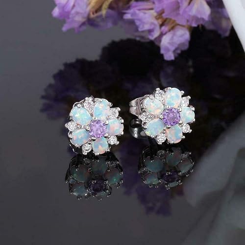Brocely Opal Flower Stud Earrings - image 2