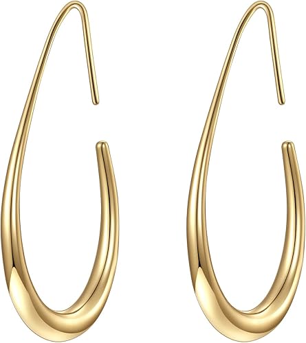 Brocely Lightweight Teardrop Pull-Through Hoop Earrings - image 1