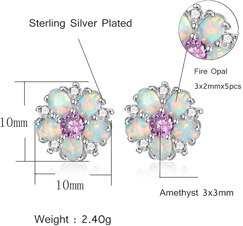 Brocely Opal Flower Stud Earrings - image 4