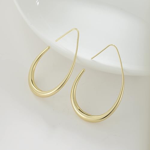 Brocely Lightweight Teardrop Pull-Through Hoop Earrings - image 3