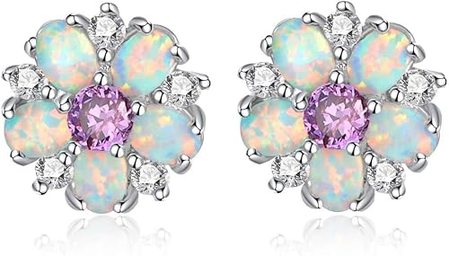 Brocely Opal Flower Stud Earrings - image 1