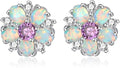Brocely Opal Flower Stud Earrings - image 1