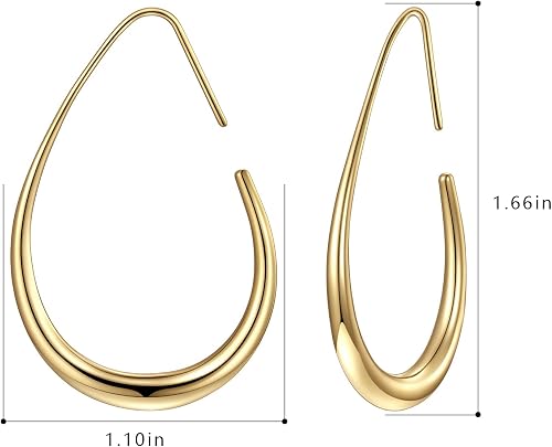 Brocely Lightweight Teardrop Pull-Through Hoop Earrings - image 2