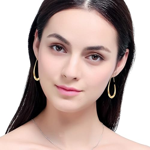Brocely Lightweight Teardrop Pull-Through Hoop Earrings - image 5