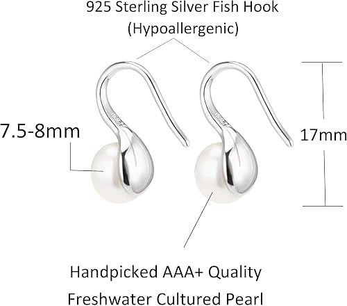 Brocely Sterling Silver Freshwater Pearl Drop Earrings - image 3