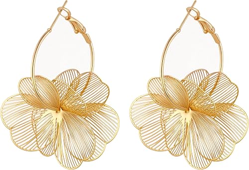 Brocely Floral Dangle Statement Earrings - image 1