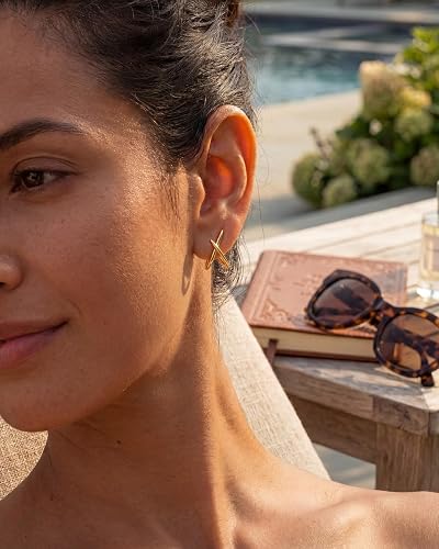 Brocely Sloane Minimalist Gold Stud Earrings - image 3