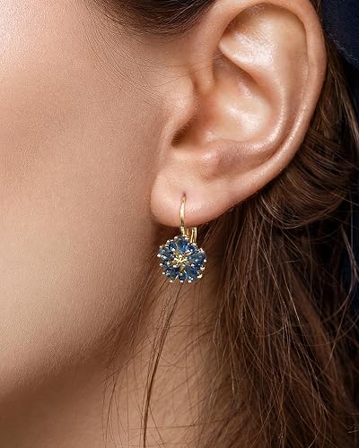 Brocely Vintage Gold Floral Sapphire-Blue Earrings - image 2