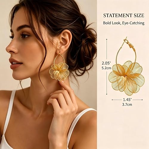 Brocely Floral Dangle Statement Earrings - image 2